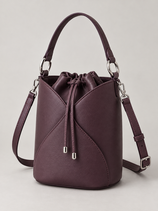 シルバーペタル バケットバッグ・全体・シルバーカラー金具