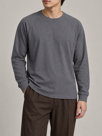 ラグランライン 長袖Tシャツ・スレートグレーの着用イメージ