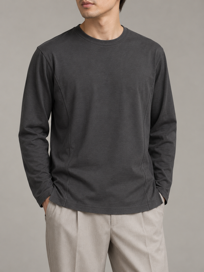 サイドパネル 長袖Tシャツ・チャコールの着用イメージ